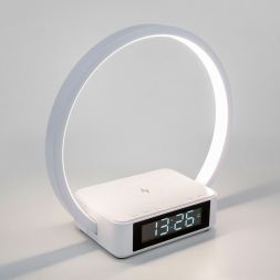 Светодиодная настольная лампа с беспроводной зарядкой и будильником Eurosvet 80505/1 белый