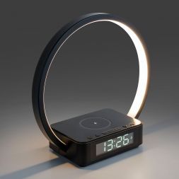 Светодиодная настольная лампа с беспроводной зарядкой и будильником Eurosvet 80505/1 черный